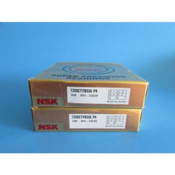 NSK7209CTYNSUL P4 ABEC7 Super Precision Contact Spindle Bearing (Matched Pair)