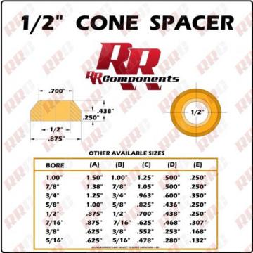 (16 PC) 1/2&#034; Cone Spacer .436&#034; tall for Heim Joints,Joint Rod Ends &amp; Heims End,