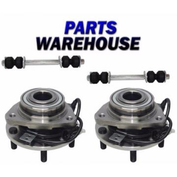4 Pc Kit Front Wheel Hub &amp; Bearing Assembly &amp; Sway Bar Link 4WD ABS 1Yr Warranty