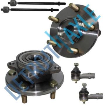 2 Front Wheel Hub and Bearing Assembly w/o ABS + 2 Outer + 2 Inner Tie Rod Ends