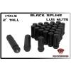 20 PC BLACK 2&#034; 51MM SPLINE DRIVE LOCKING LUG NUTS 14X1.5 + 2 KEYS M14X1.5