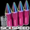 SICKSPEED 4 PC SPIKED 60MM LOCKING LUG NUTS FOR WHEELS/RIM 12X1.5 PINK/NEO L20