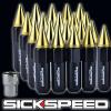 20 BLACK/24K GOLD SPIKED ALUMINUM 60MM EXTENDED LOCKING LUG NUTS 12X1.5 L07 #1 small image