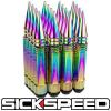 SICKSPEED 16 PC NEO CHROME 5 1/2&#034; LONG SPIKED STEEL LOCKING LUG NUTS 12X1.5 L16