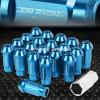 20X RACING RIM 50MM OPEN END ANODIZED WHEEL LUG NUT+ADAPTER KEY LIGHT BLUE