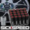 SICKSPEED 20 PC BLACK/RED CAPS ALUMINUM 60MM LOCKING LUG NUTS WHEELS 12X1.25 L12