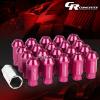 20X RACING RIM ACORN TUNER ALUMINUM WHEEL LOCK LUG NUTS + 1X ADAPTER KEY PINK