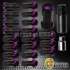 M12x1.5 Black Purple Closed End HeavyDuty Steel Extended Tuner Locking Lug Nuts