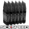 SICKSPEED 24 PC BLACK 5 1/2&#034; SPIKED LONG STEEL EXTENDED LOCKING LUG NUTS 14X2