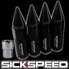 4 BLACK SPIKED ALUMINUM EXTENDED TUNER LOCKING 60MM LUG NUTS WHEELS 12X1.5 L02 #1 small image