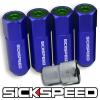 SICKSPEED 4 PC BLUE/GREEN CAPPED 60MM EXTENDED TUNER LOCKING LUG NUTS 1/2X20 L25 #1 small image