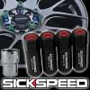 SICKSPEED 4 PC BLACK/RED CAPPED ALUMINUM LOCKING LUG NUTS WHEELS 12X1.25 L15