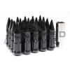 Z RACING BLACK DRAG SPIKE EXTENDED STEEL LUG NUTS OPEN SET 20 PCS KEY 12X1.5MM