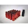 SYNERGY 12X1.5 20PC OPEN END STEEL EXTENDED LUG NUTS RED LOCK+KEY