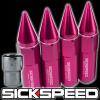 SICKSPEED 4 PC SPIKED 60MM LOCKING LUG NUTS FOR WHEELS/RIMS 12X1.5 PINK L20