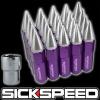 SICKSPEED 20 PURPLE/POLISHED SPIKED ALUMINUM 60MM LOCKING LUG NUTS 12X1.25 L12