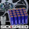 20 BLUE/ORANGE CAPPED ALUMINUM EXTENDED 60MM LOCKING LUG NUTS WHEELS 12X1.5 L07