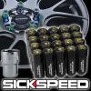 20 BLACK/24K GOLD CAPPED ALUMINUM 60MM EXTENDED LOCKING LUG NUTS 12X1.5 L17