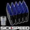 20 BLACK/BLUE SPIKED ALUMINUM 60MM EXTENDED LOCKING LUG NUTS WHEELS 12X1.5 L17 #1 small image