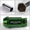 20X RACING RIM ACORN TUNER ALUMINUM WHEEL LOCK LUG NUTS + 1X ADAPTER KEY GREEN