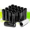 20PC M12 X 1.5 EXTENDED ALUMINUM LUG NUT/WHEEL RIM LOCK+ADAPTER KEY BLACK