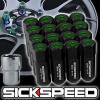 16 BLACK/GREEN CAPPED ALUMINUM 60MM EXTENDED LOCKING LUG NUTS WHEELS 12X1.5 L16