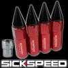 SICKSPEED 4 PC RED/BLACK SPIKED 60MM EXTENDED TUNER LOCKING LUG NUTS 1/2x20 L25 #1 small image