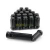 24pc 14x1.5&#034; Spline Black Lug Nuts w/ Key | Cone Seat | Long Closed End Locking