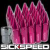 20 SPIKE 60MM EXTENDED TUNER LOCKING LUG NUTS LUGS WHEELS/RIM 12X1.5 PINK L07