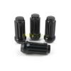 24pc 14x2&#034; Spline Black Lug Nuts w/ Key | Cone Seat | Long Closed End Locking