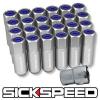 SICKSPEED 24 PC POLISHED/BLUE CAPPED EXTENDED 60MM LOCKING LUG NUTS 1/2x20 L23