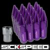 16 PURPLE SPIKE ALUMINUM 60MM EXTENDED TUNER LOCKING LUG NUTS WHEELS 12X1.5 L16