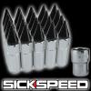 SICKSPEED 20 PC POLISHED/BLACK SPIKED ALUMINUM 60MM LOCKING LUG NUTS 12X1.25 L12