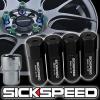 4 BLACK CAPPED ALUMINUM EXTENDED TUNER 60MM LOCKING LUG NUTS WHEELS 12X1.5 L01