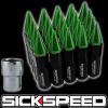 20 BLACK/GREEN SPIKED ALUMINUM 60MM EXTENDED LOCKING LUG NUTS WHEELS 12X1.5 L07 #1 small image