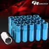 FOR DTS/STS/DEVILLE/CTS 20X EXTENDED ACORN TUNER WHEEL LUG NUTS+LOCK LIGHT BLUE