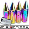 SICKSPEED 4 PC NEO CHROME SPIKED 60MM EXTENDED TUNER LOCKING LUG NUTS 1/2x20 L25 #1 small image