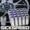 20 POLISHED/BLUE CAP ALUMINUM EXTENDED 60MM LOCKING LUG NUTS WHEELS 12X1.5 L17