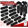 (20 PIECES) UNIVERSAL M12x1.25 ALUMINUM TUNER WHEEL LUG NUTS BLACK + LOCKING KEY