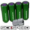 SICKSPEED 4 PC GREEN/PURPLE CAPPED 60MM EXTENDED LOCKING LUG NUTS 1/2X20 L25