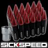 SICKSPEED 24 BLACK/RED SPIKED ALUMINUM 60MM LOCKING LUG NUTS WHEELS 12X1.25 L13 #1 small image