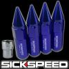SICKSPEED 4 PC BLUE SPIKED 60MM EXTENDED TUNER LOCKING LUG NUTS 1/2x20 L25 #1 small image