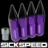 SICKSPEED 4 PURPLE/BLACK SPIKED 60MM EXTENDED TUNER LOCKING LUG NUTS 1/2x20 L25