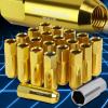 20pcs M12x1.5 Anodized 60mm Tuner Wheel Rim Locking Acorn Lug Nuts+Key Gold