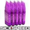 SICKSPEED 20 PC PURPLE 5 1/2&#034; LONG SPIKED STEEL EXTENDED LOCKING LUG NUTS 14X2