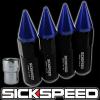 4 BLACK/BLUE SPIKED ALUMINUM EXTENDED 60MM LOCKING LUG NUTS WHEELS 12X1.5 L02 #1 small image
