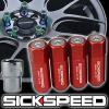 SICKSPEED 4 PC RED/POLISHED CAPS ALUMINUM 60MM LOCKING LUG NUTS 12X1.5 L02