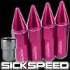 SICKSPEED 4 PC PINK SPIKED 60MM EXTENDED TUNER LOCKING LUG NUTS 1/2x20 L25