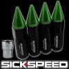 4 BLACK/GREEN SPIKED ALUMINUM EXTENDED TUNER 60MM LOCKING LUG NUTS 12X1.5 L01 #1 small image