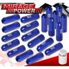 (20 PIECES) UNIVERSAL M12x1.5 ALUMINUM TUNER WHEEL LUG NUTS BLUE + LOCKING KEY